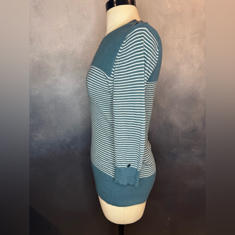 🦋Y2k XXI Striped Knit Sweater - Teal/White - Size M🦋 - Picture 5 of 8
